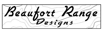 Beaufort Range Designs rectangular logo - Handcrafted wooden art and maps.